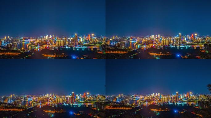 重庆山城夜景彩色灯光