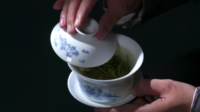 茶绿茶泡茶功夫茶古风传统文化