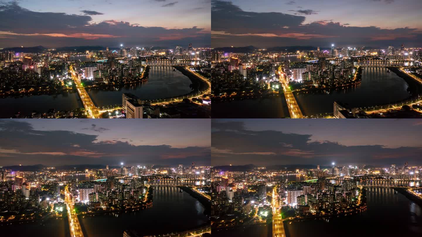 【4K超清】惠州延时航拍东平半岛惠州夜景