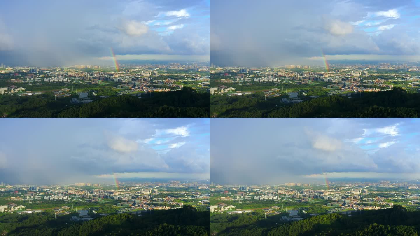 广州城区阳光雨后彩虹