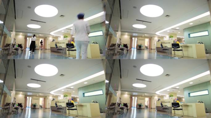 医院医护人员护士站接待病人人流延时摄影