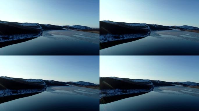 航拍冰湖风景