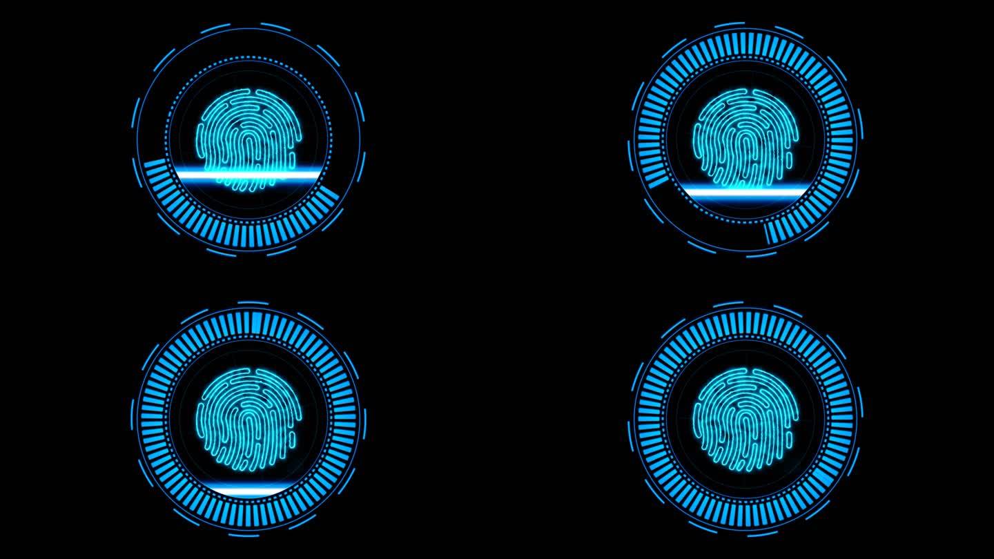 4K高科技指纹启动按钮扫描通道蓝色4