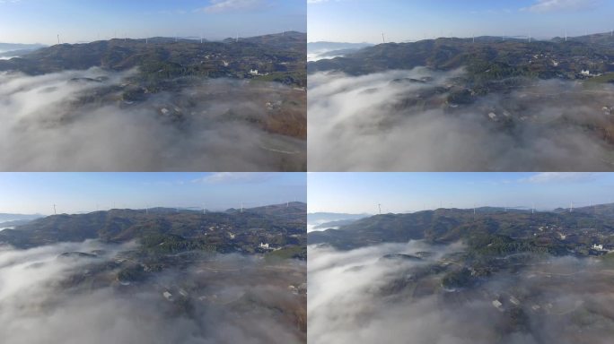 村庄、云雾、云海