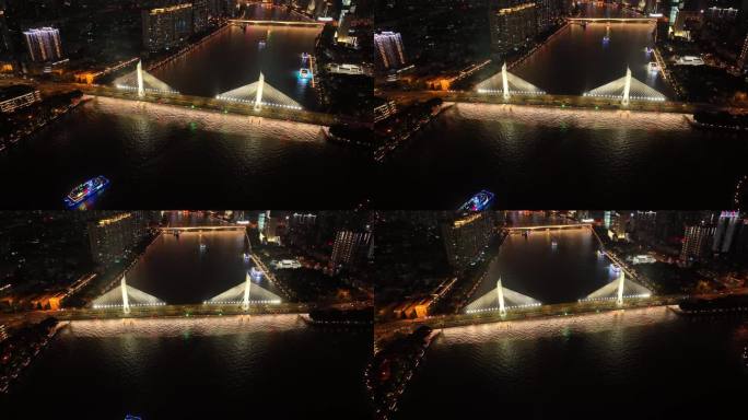 广东省广州市海印大桥夜景航拍