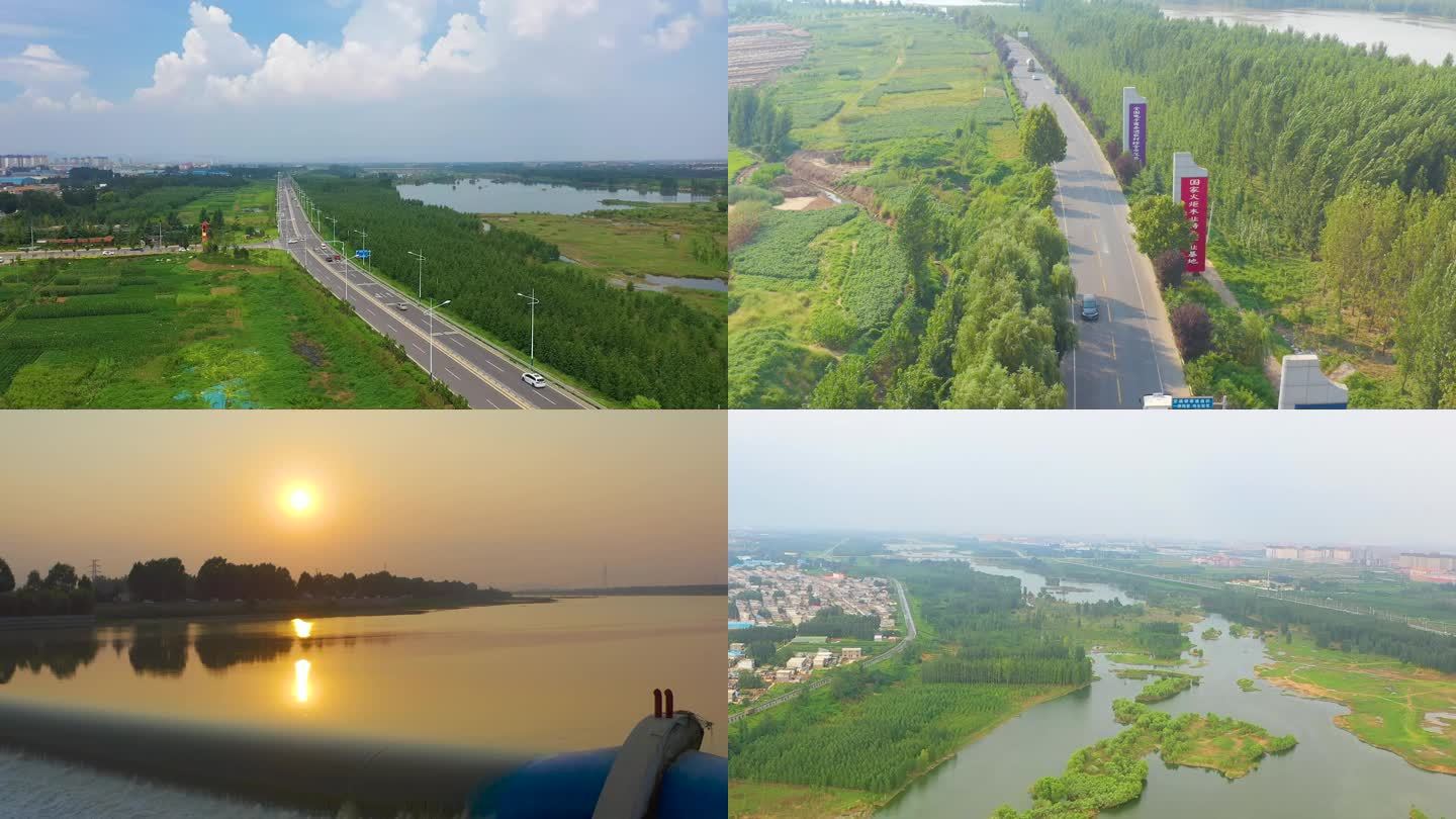 探沂 特色小镇 滨河风景 橡胶坝 航拍