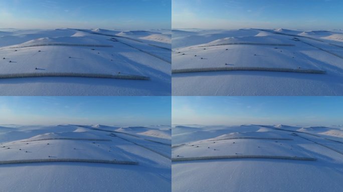 航拍呼伦贝尔垦区冬季雪原