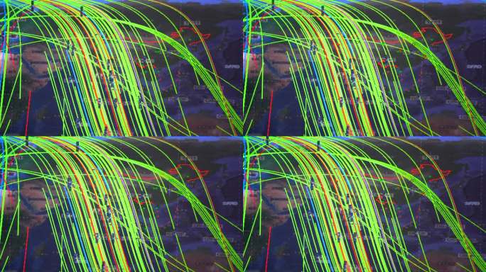 航天航空卫星测控轨迹轨道数据链实拍原素材