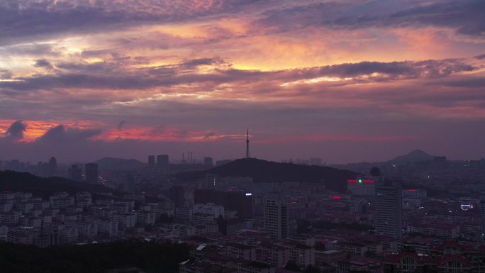 威海黄昏天空航拍