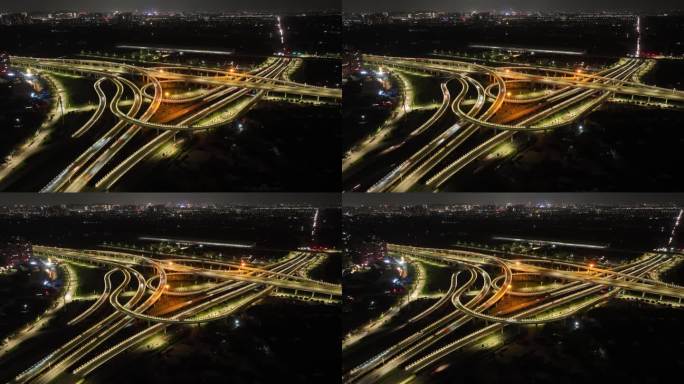 4K立交桥夜景航拍