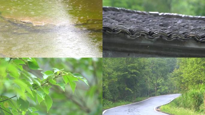 春雨唯美清新 山村雨景空境