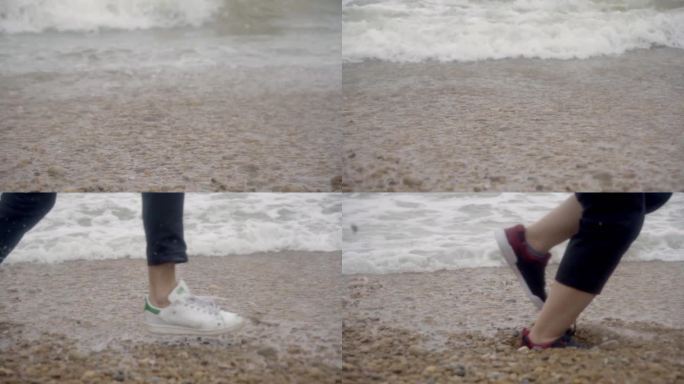 沙滩 海浪 奔跑 踩