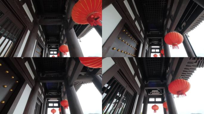 广西桂林逍遥楼中式传统古建筑灯笼