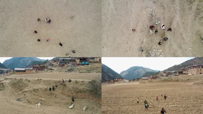 田间奔跑 次措村 奔跑追逐 藏族小孩童年