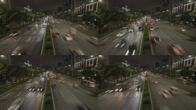 马路、车流延时摄影