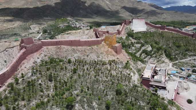 西藏日喀则 江孜白居寺围墙 4K航拍