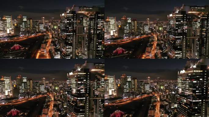 原创4K 日本大阪梅田蓝天大厦天际线航拍