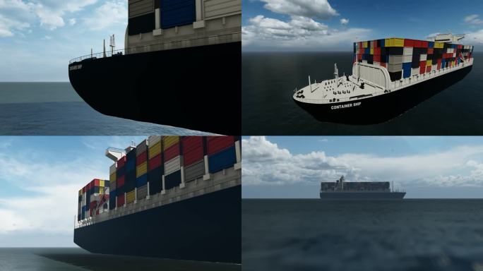 海上货船轮船货轮多镜头组合素材