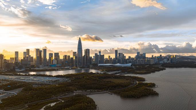4K深圳湾城市风光大范围移动延时摄影