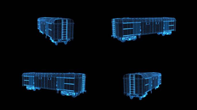 2K蓝色全息线框科技车厢素材带通道