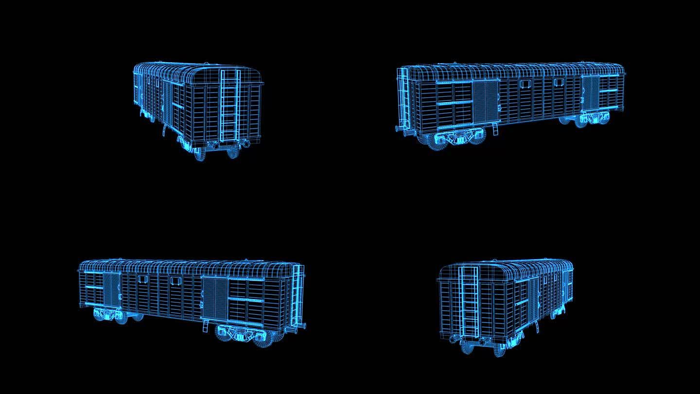 2K蓝色全息线框科技车厢素材带通道