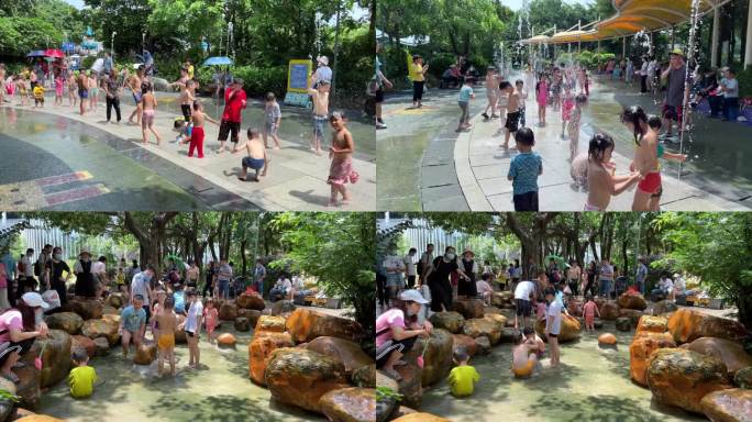 儿童公园 小朋友玩水解暑