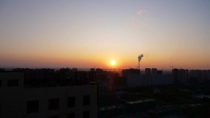 唯美城市夕阳延时实拍素材