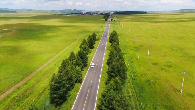 乌兰布统小红山草原公路航拍