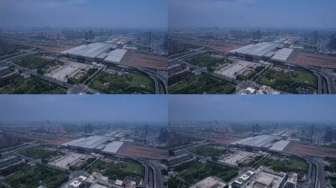 高空俯视郑州东站后飞