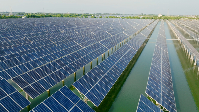 4K_水上光伏板太阳能低碳养殖业