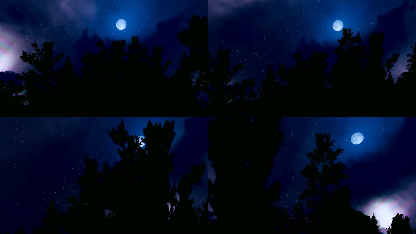 4K大气唯美极光夜景月亮
