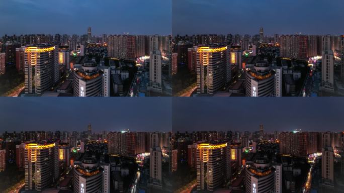 河南郑州玉米楼城市夜景延时