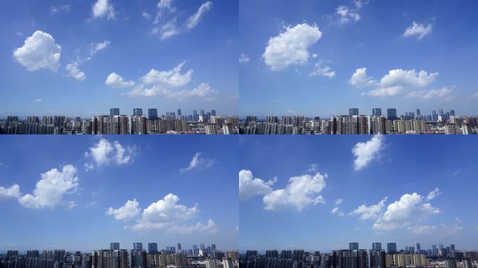 4K天空蓝天白云城市