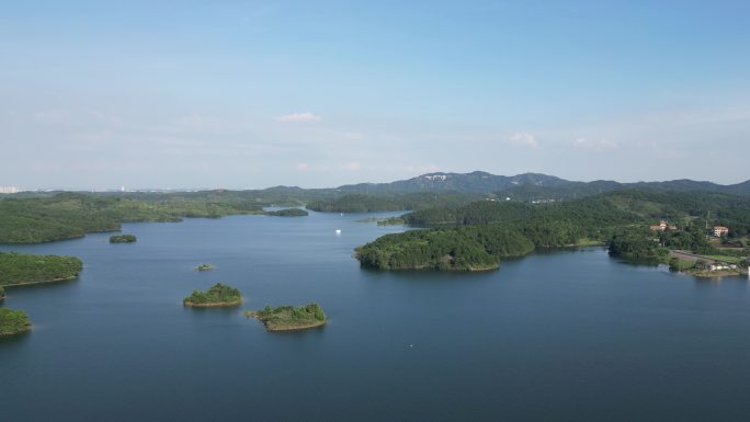 祖国大好河山湖北木兰湖5A景区航拍