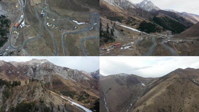 交通 弯曲公路 航拍风景 山脉山峰山川