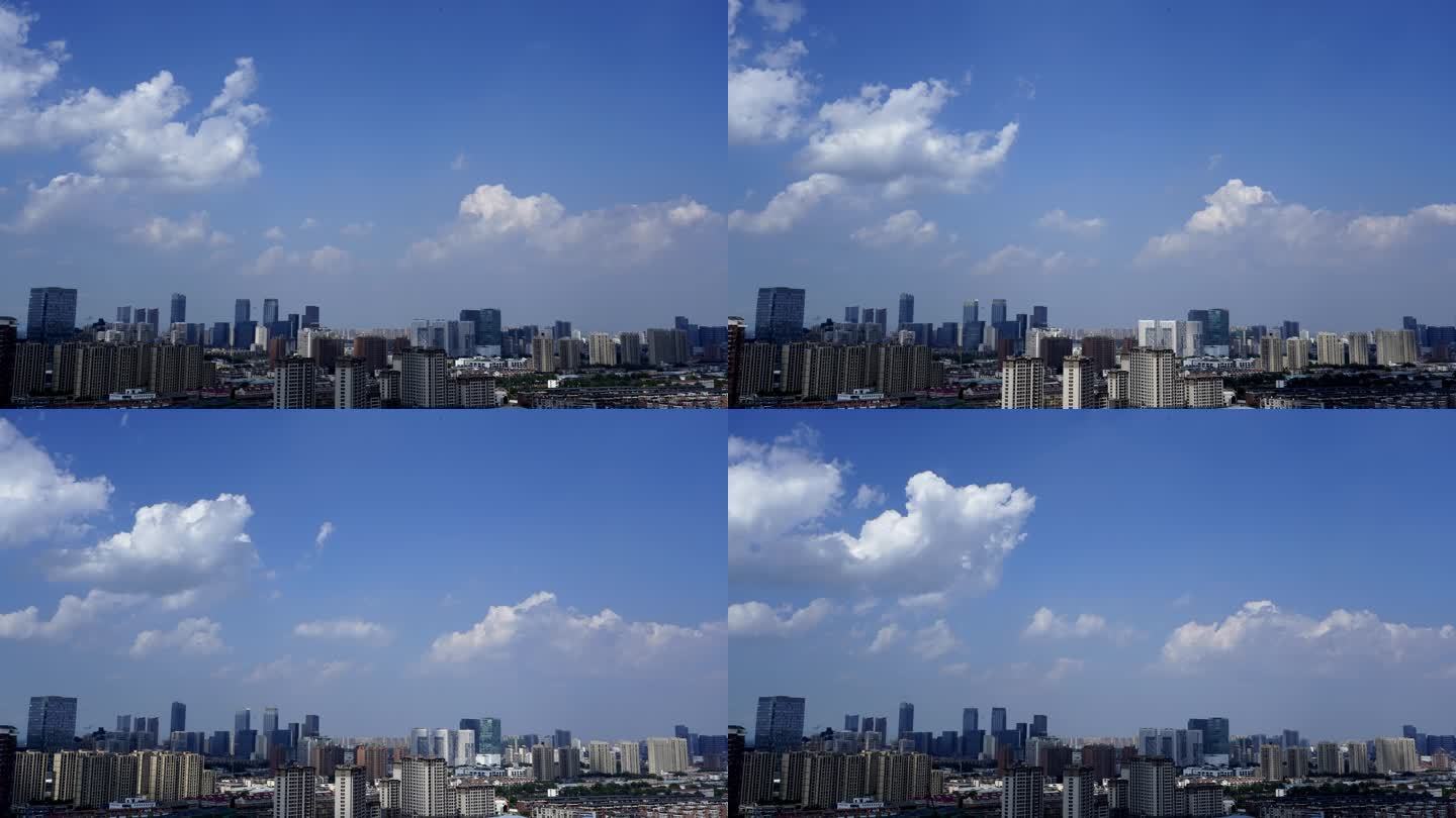 4K天空云云卷云舒蓝天白云城市