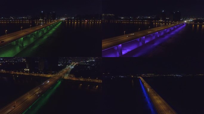 温州瓯越大桥夜景航拍