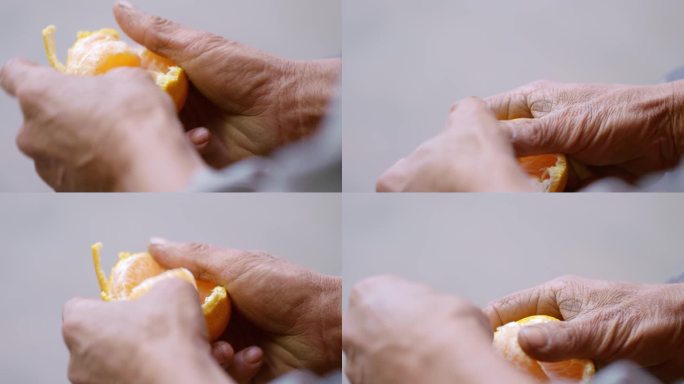 剥橘子 老人的手 橘子 吃橘子 橘子瓣
