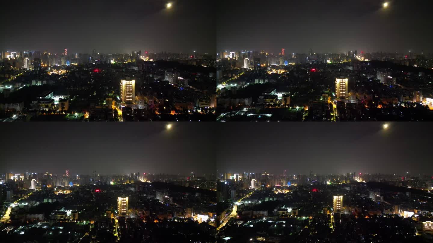湖北武汉城市夜幕降临航拍 (4)