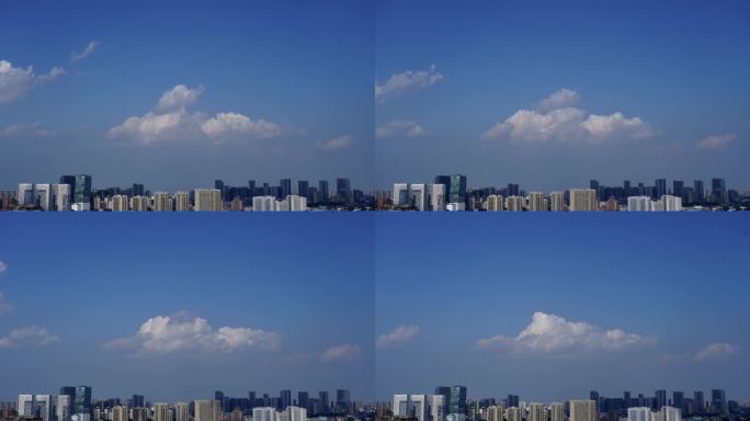 城市蓝天云光影变化