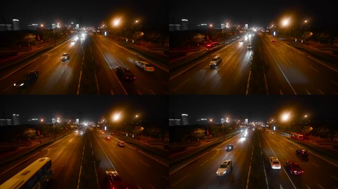 城市交通夜景延时车流