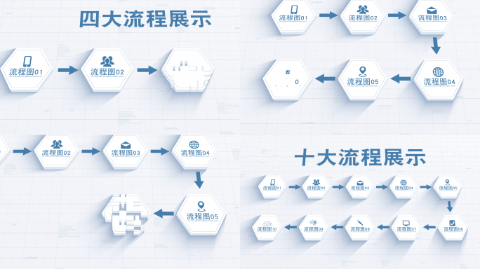 无插件3-10白色三维流程项目干净流程3