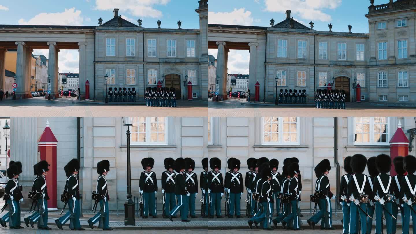 丹麦哥本哈根王宫阿美琳堡士兵换岗仪式