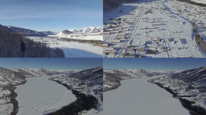 新疆喀纳斯 禾木 冬天 雪景 雪山 风景