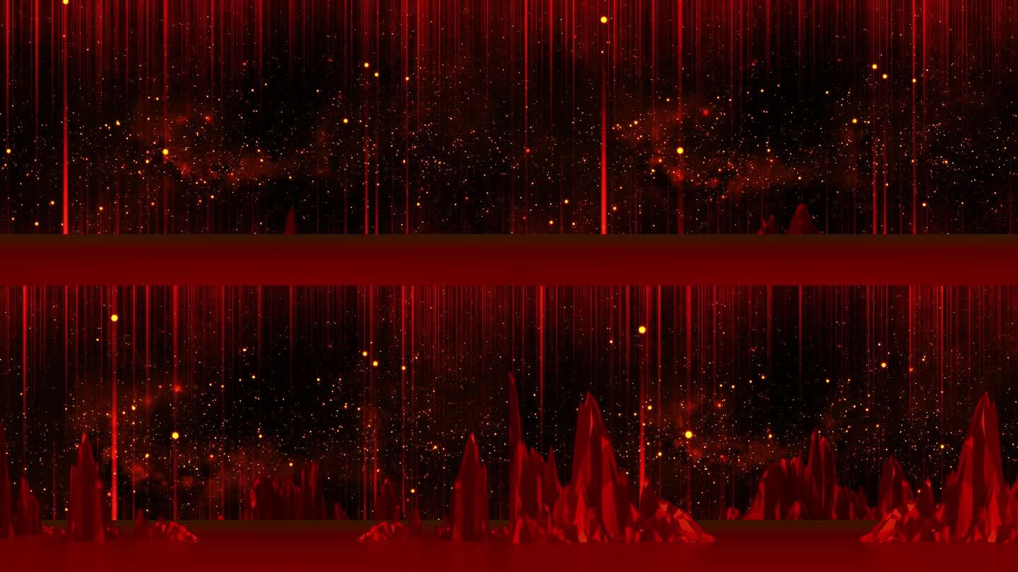 【4K时尚背景】红色宇宙星空虚幻山体生长
