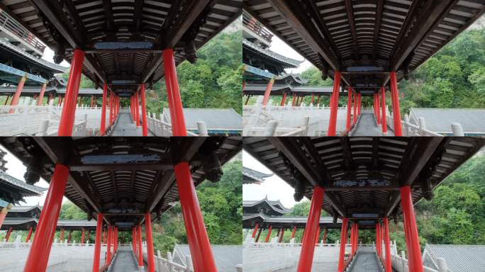 广西柳州文庙中式庭院宫殿大殿走廊长廊