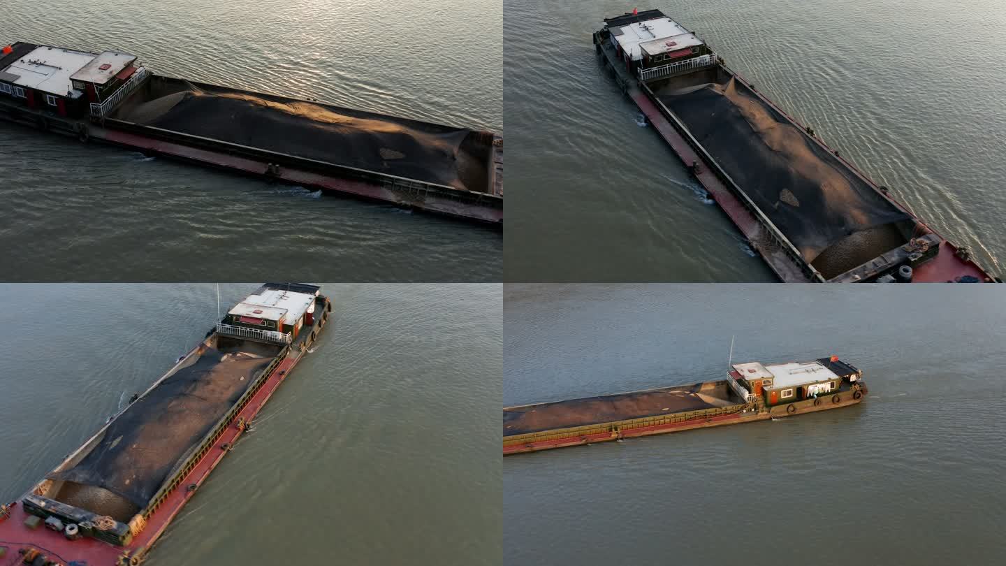 长江上的运砂船高清4k航拍视频