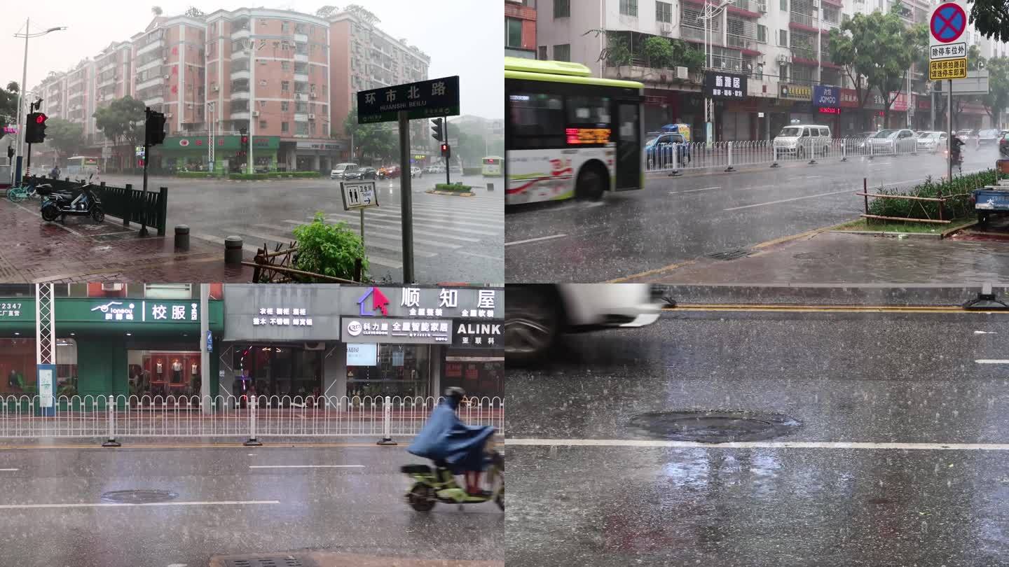 大雨中来往的车流车轮汽车电动车