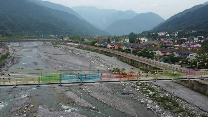 四川德阳绵竹清平童话小镇金色清平景区航拍