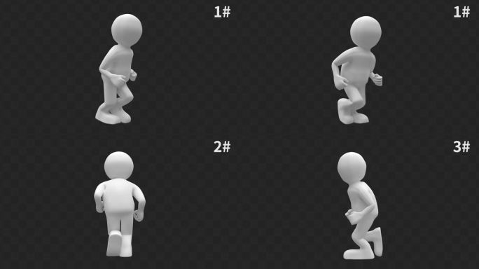 原创四款商务风格3D小人跑步动画合集